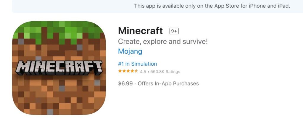 Minecraft, Minecraft for iPhone, Minecraft for iPad, Minecraft offline
