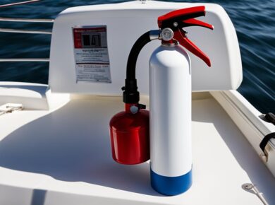 where is the best place to store a fire extinguisher on a boat?